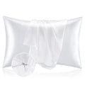 Bedelite Satin Pillowcase With Zipper 2 Pack, White Pillow Cases Standard Size, Super Soft And Cooling Similar To Silk Pillow Ca