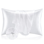 Bedelite Satin Pillowcase With Zipper 2 Pack, White Pillow Cases Standard Size, Super Soft And Cooling Similar To Silk Pillow Ca