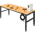 VEVOR 60 Adjustable Workbench, Heavay Duty Workstation 2000 LBS Load Capacity, with Power Outlets & Rubber Wood Top & Metal Fram