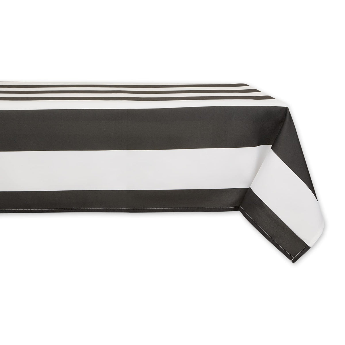 Dii Cabana Stripe Outdoor Tabletop Collection, Stain/Wrinkle Resistant & Waterproof, 60X84, Tablecloth, Black
