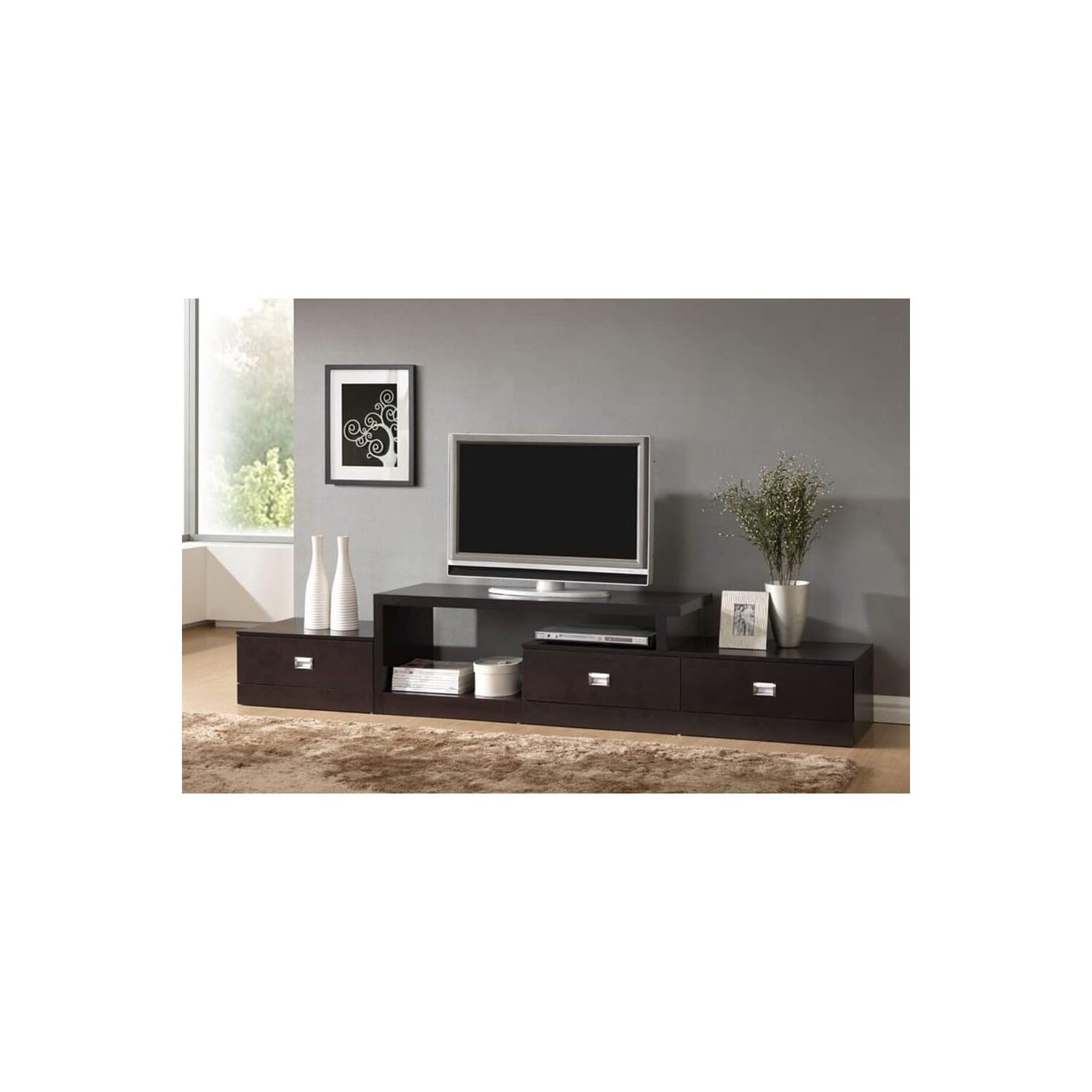 Baxton Studio Marconi Console TV Stand, Dark Brown (79-4125)