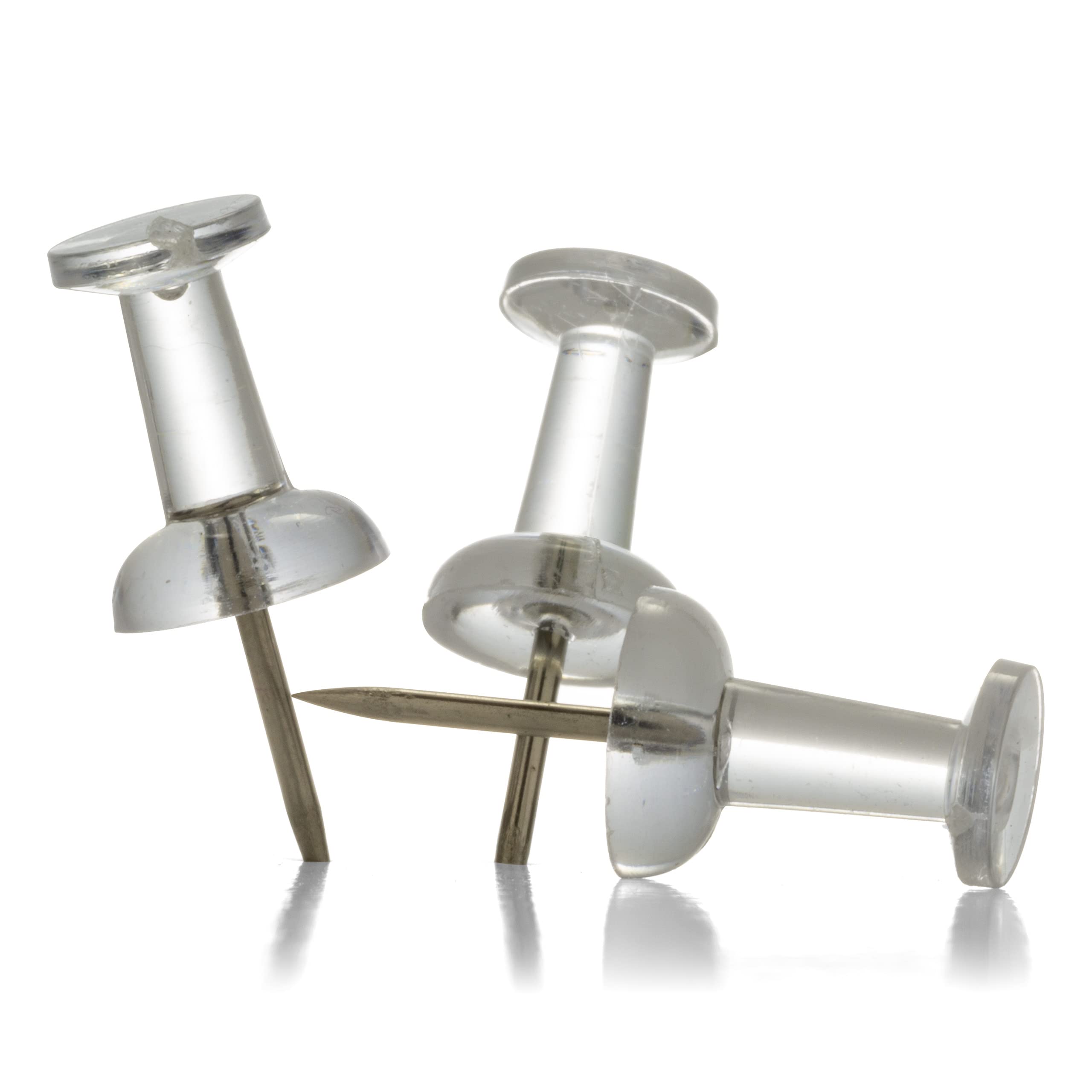 Officemate Push Pins In Reusable Box, Clear, Box Of 100 (92707)