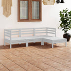 vidaXL 4 Piece Patio Lounge Set in Solid Pinewood – White, Modular Design, Weather-Resistant, Easy Assembly, Ideal for Garden/Patio/Living Room