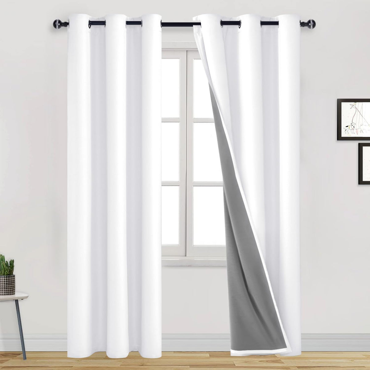 Dwcn 100% Blackout Curtains For Bedroom Thermal Insulated 2 Panels Draperies 84 Inch Length Set Of 2 Panels Grommet Top With Bla