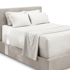 Hearth & Harbor Bed Linen Set - Twin Size - 4 Piece Sheets - White - Extra Deep Pocket Microfiber