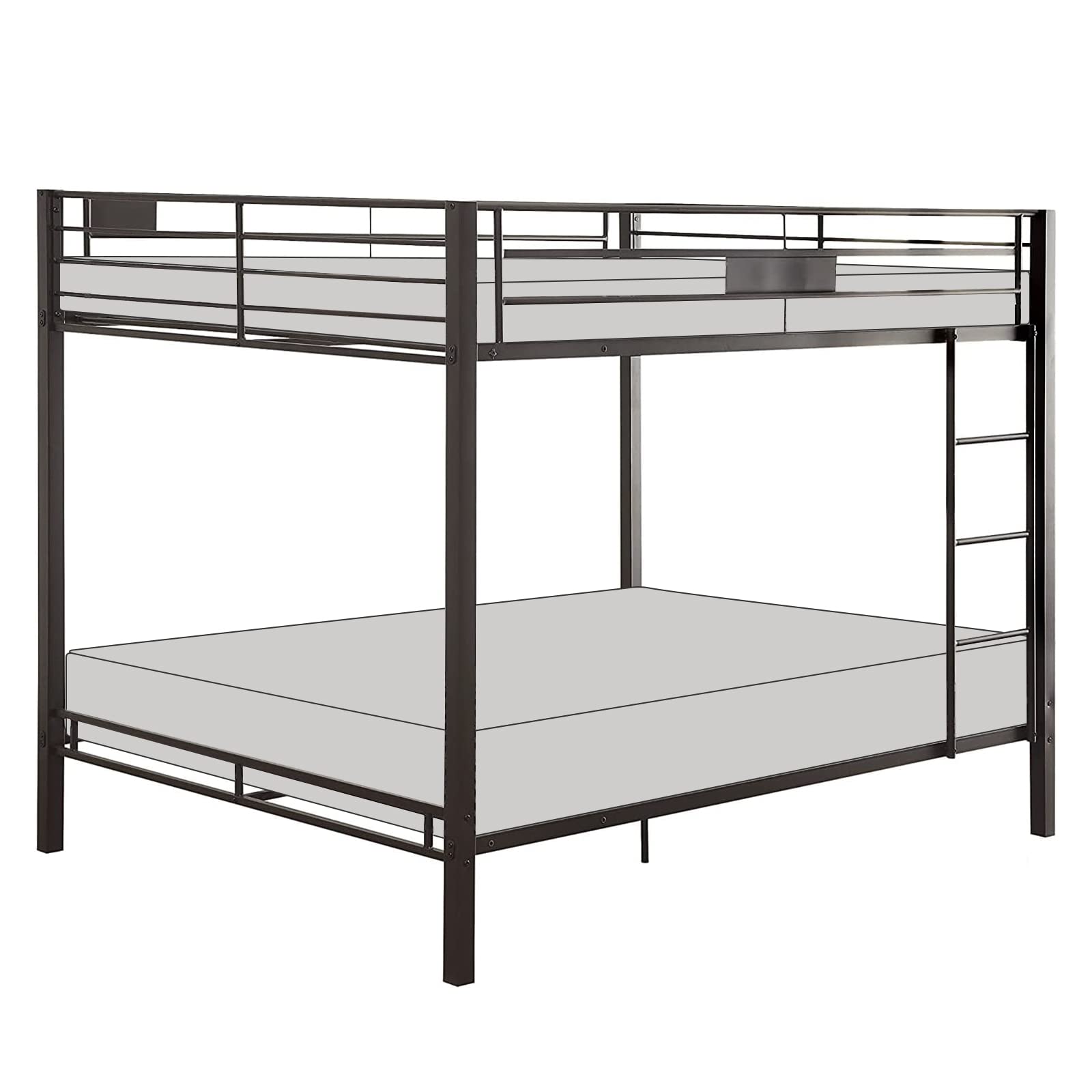 Acme Kaleb Metal Frame Queen Over Queen Bunk Bed With Ladder In Sandy Black