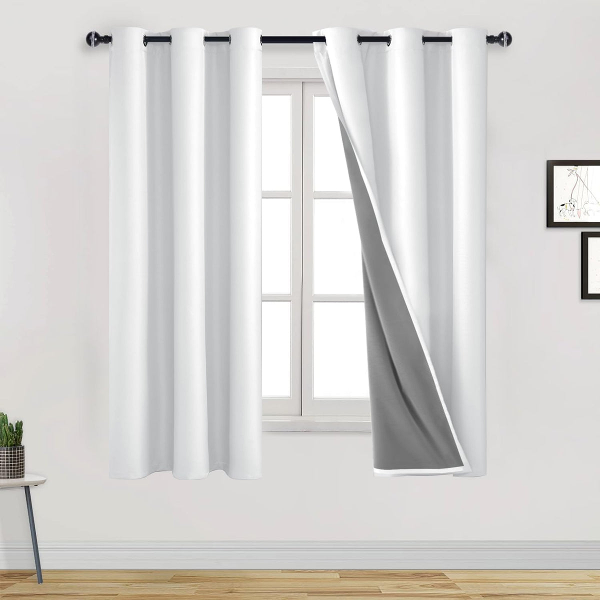 Dwcn 100% Blackout Curtains 63 Inches Long For Bedroom Thermal Insulated Light Blocking Full Room Darkening Noise Reducing Drape