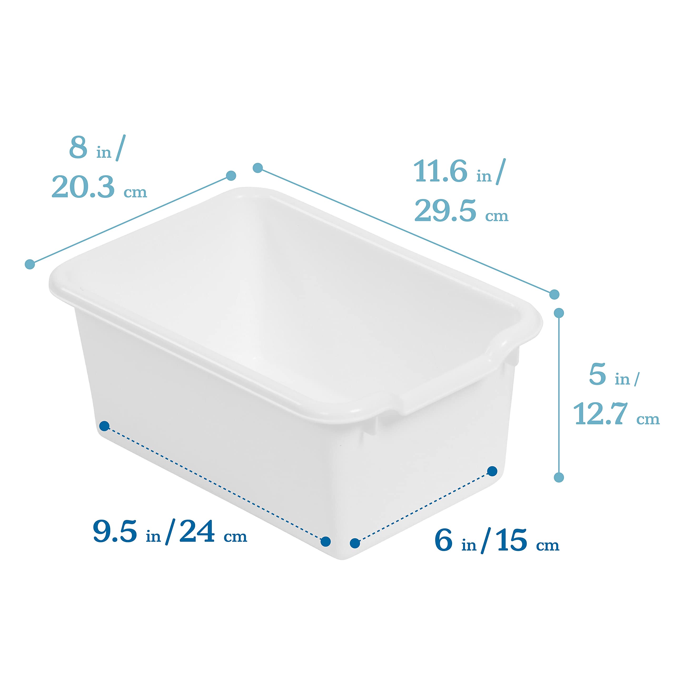 Ecr4Kids Scoop Front Storage Bins, Multipurpose Organization, White, 10-Piece