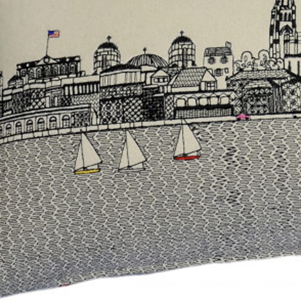 HomeRoots Cream 35' White Charleston Daylight Skyline Lumbar Decorative Pillow