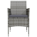 vidaXL 3-Piece Patio Dining Set with Cushions - Rattan Finish, Glass Tabletop, Powder-Coated Steel Frame - Gray & Black.