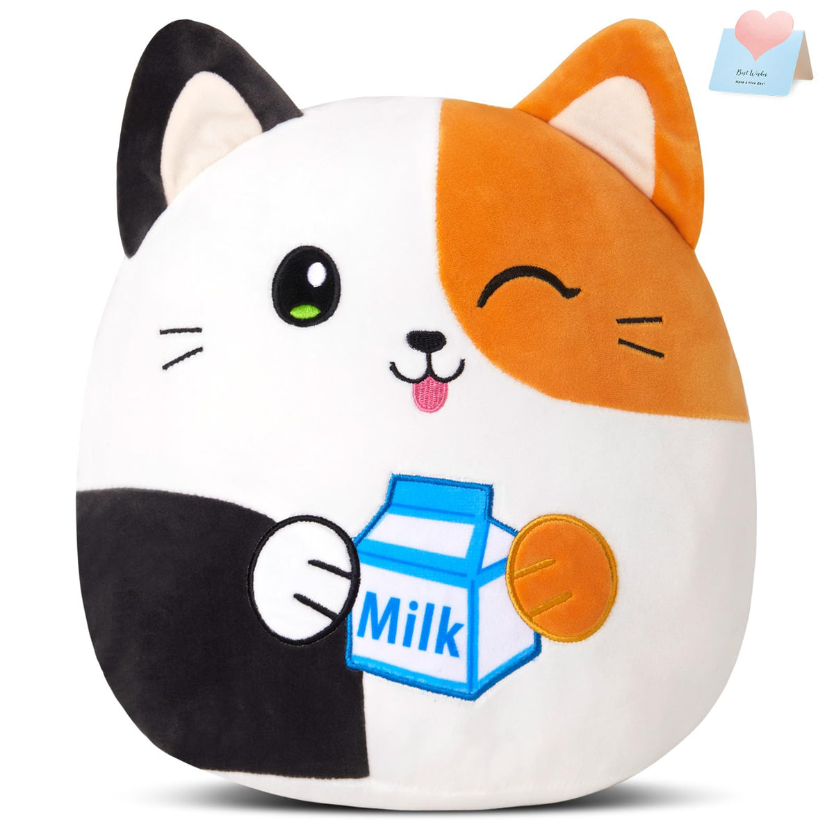 12' Cat Plush Stuffed Animals Original Plushie Soft Squishy Kitty Kawaii Calico Cat Pillow Toy Valentine'S Birthday For Kids Gi