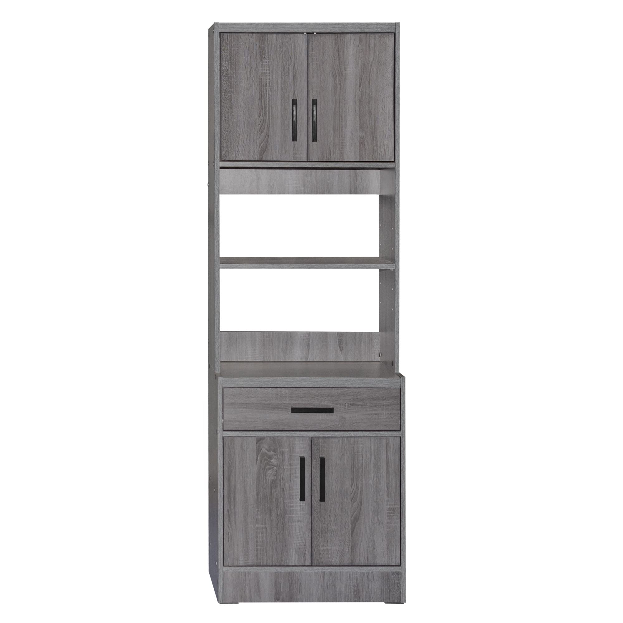 Better Home Products Shelby Tall Wooden Kitchen Pantry in Gray