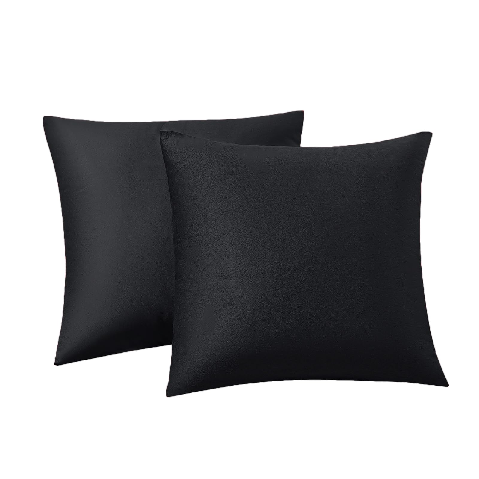 Rainroad Black Throw Pillows Covers Set Of 2 Soft Velvet Decorative Pillow Covers 18X18 Inch For Couch Bed (Black, 18'' X 18''(2