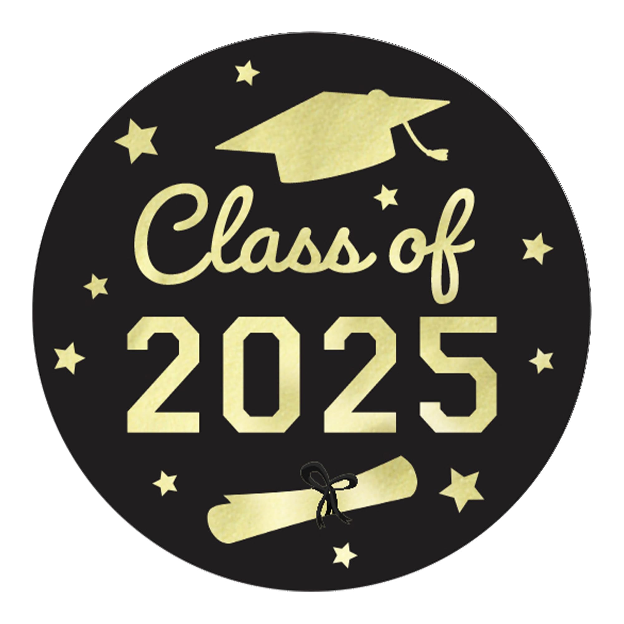 Black And Gold Graduation Party Favors Stickers, Class Of 2025 Graduation Envelope Seals, Candy Stickers - 40 Count