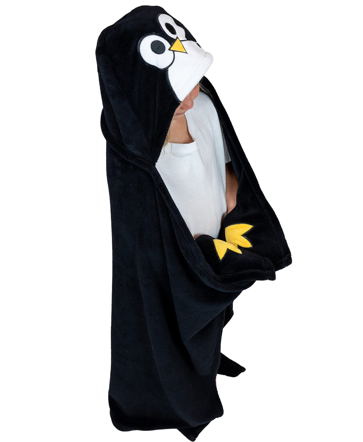 Lazy One Wearable Hooded Blanket For Kids, Animal Hooded Blanket (Penguin)