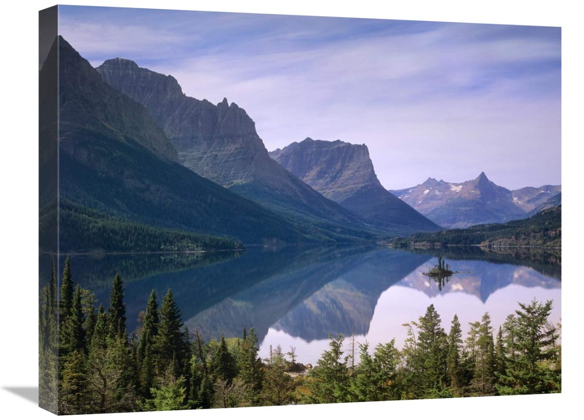 Global Gallery Wild Goose Island in St Mary s Lake, Glacier National Park, Montana-Canvas Art-24 x18 