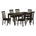East West Furniture LYCA7-CAP-W Lynfield 7 Piece Set Consist of a Rectangle Dining Table with Butterfly Leaf and 6 Kitchen Chairs, 36x66 Inch, Cappuccino
