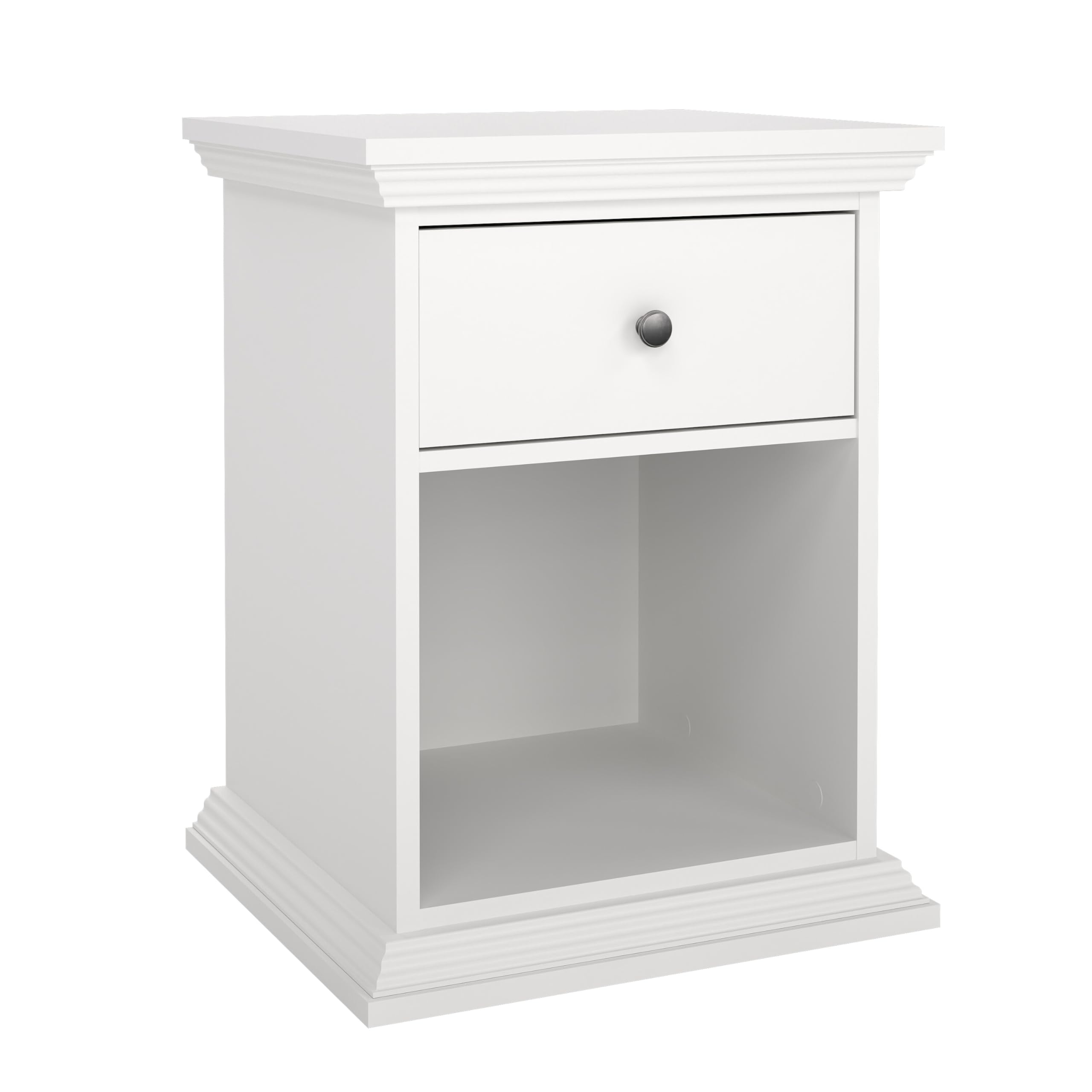 North Nightstand 1 Drawer and Open Storage, White