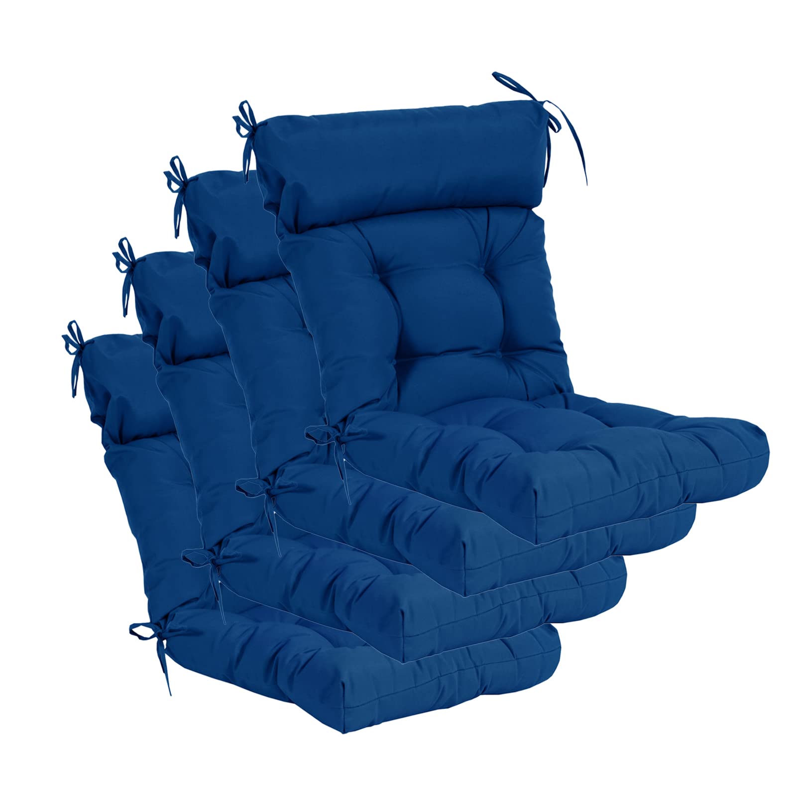 Qilloway Indoor/Outdoor High Back Chair Cushion,Spring/Summer Seasonal All Weather Replacement Cushions. (Royal Blue)