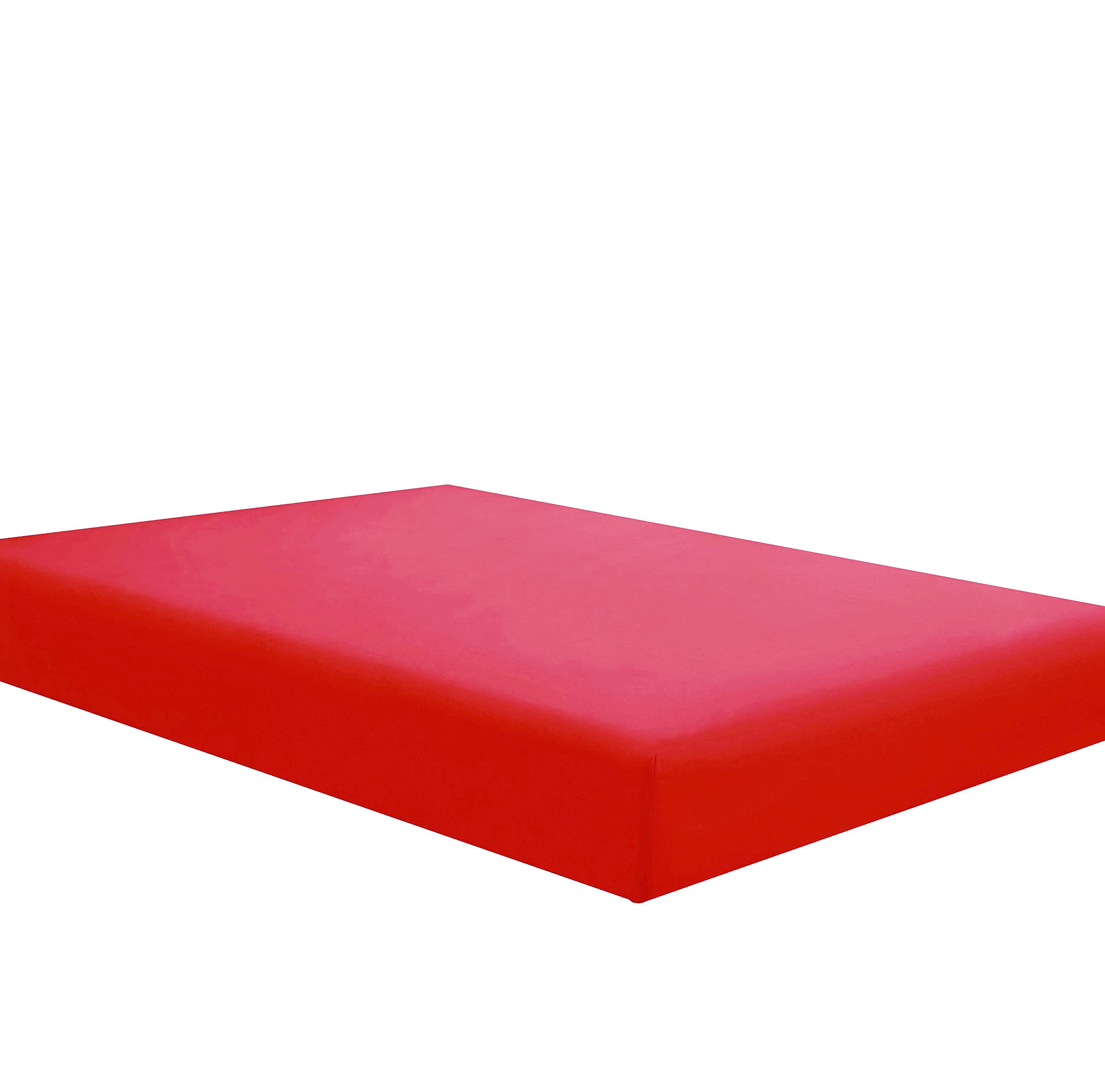 Sfoothome Single Fitted Sheet (Twin - Red) - Deep Pocket Brushed Velvety Microfiber, Breathable, Extra Soft And Comfortable - Wr