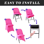 Eccwai 12 Pcs Waterproof Stretch Spandex Folding Chair Covers, Dining Room Chair Slipcovers Protector For Wedding, Banquet, Part
