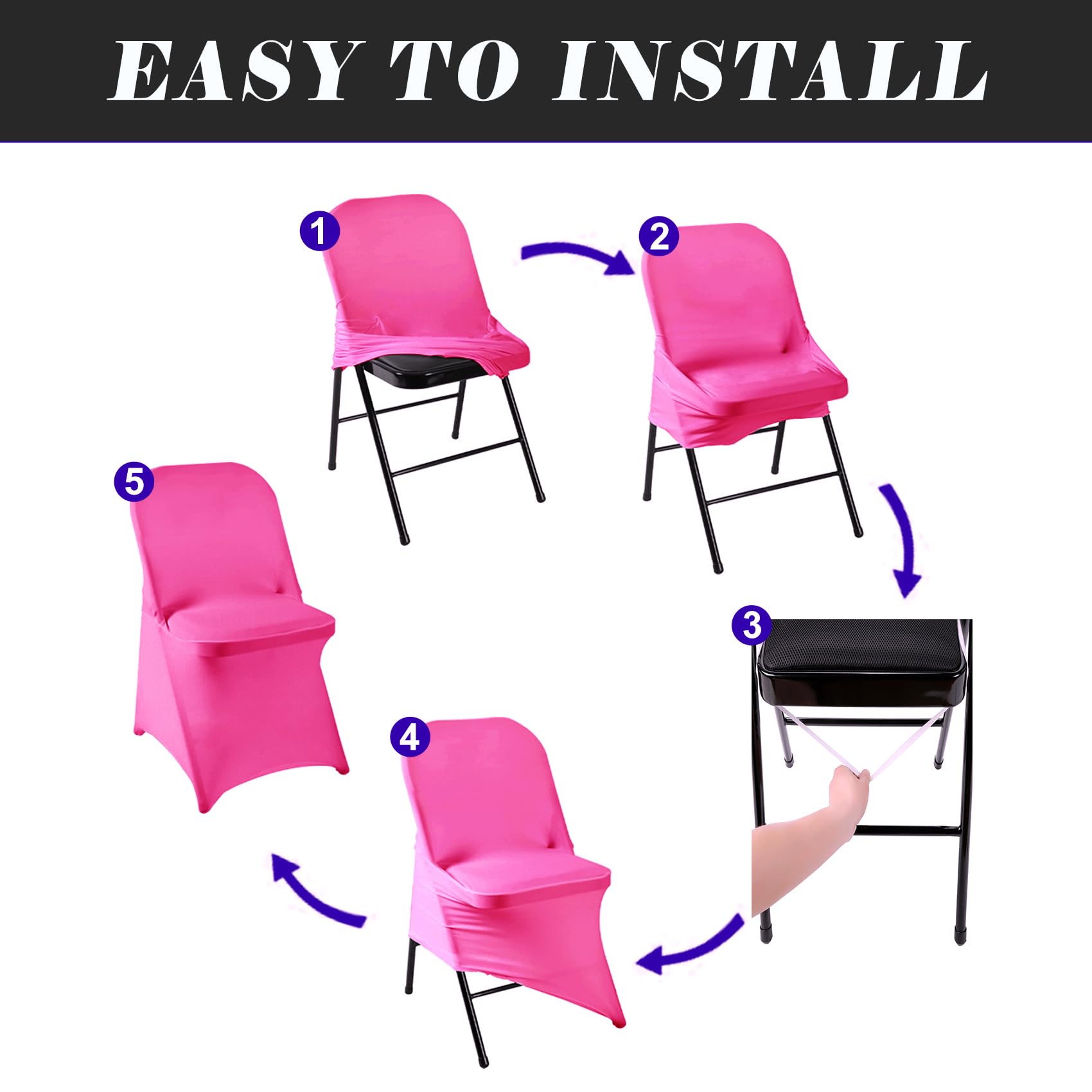 Eccwai 12 Pcs Waterproof Stretch Spandex Folding Chair Covers, Dining Room Chair Slipcovers Protector For Wedding, Banquet, Part