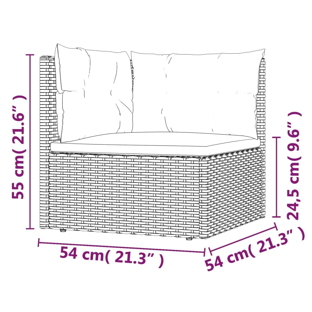 vidaXL 7-Piece Patio Lounge Set - Weather-Resistant Gray Poly Rattan, Comfortable Thick Cushions, Adjustable Corner Sofa, Versatile Modular Design, Steel Powder-Coated Frame