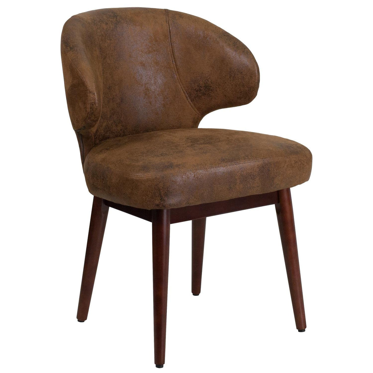 Flash Furniture Comfort Back Series Bomber Jacket Microfiber Side Reception Chair with Walnut Legs