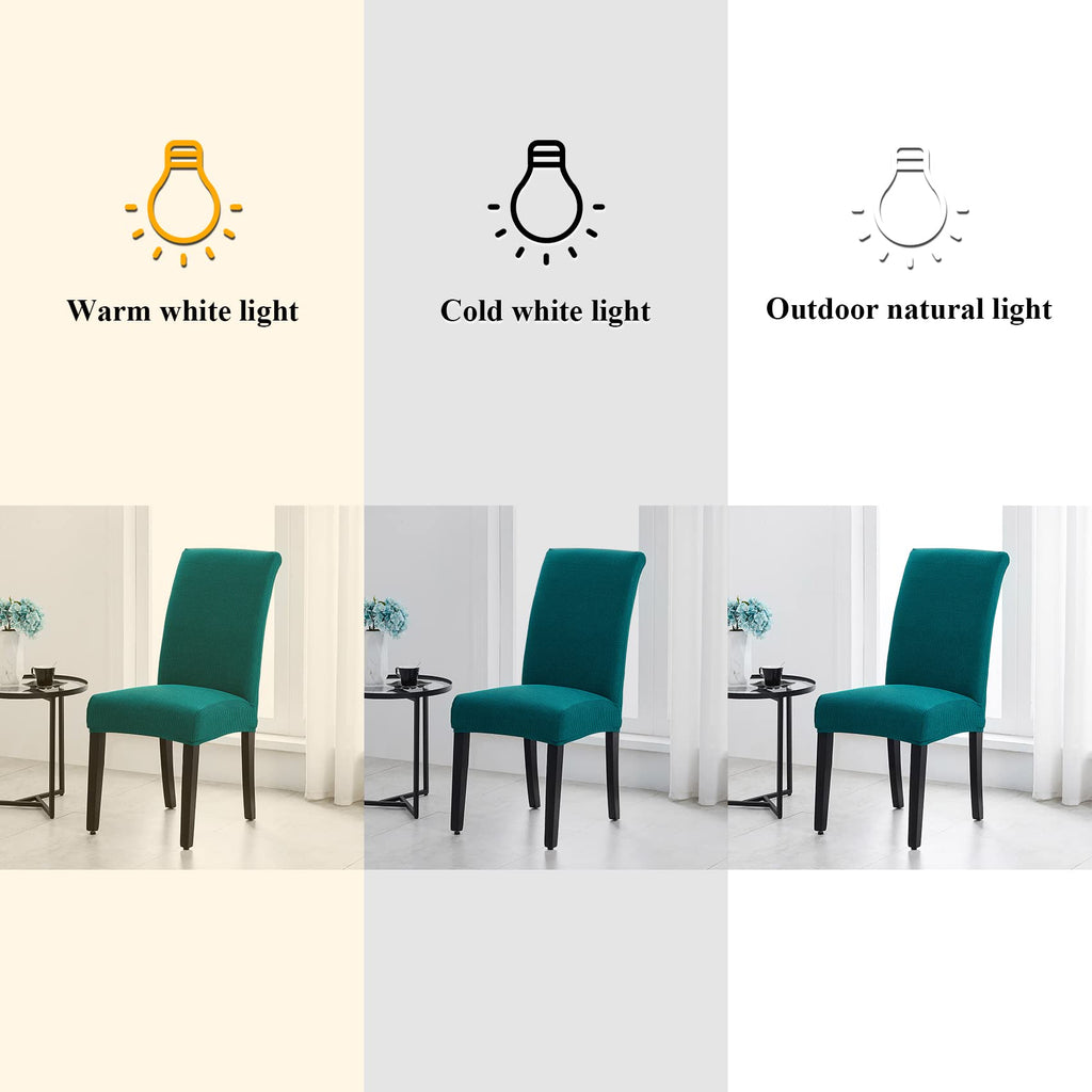 Joccun Chair Covers For Dining Room Set Of 6,Water Repellent Dining Chair Slipcovers Stretch Dining Room Chair Covers Seat Protector,Washable Parsons Chair Cover For Home,Banquet(Peacock Blue,6 Pack)