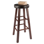 Winsome Maria 2-Piece Bar Stool Set, 30In Height, Faux Leather Cushion Seat, Walnut Finish