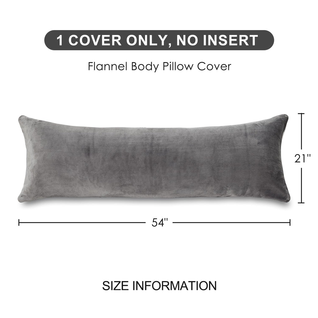 Sochow Body Pillow Cover 21X54 Inches, Super Soft And Cozy Fleece Long Body Pillowcase With Zipper Closure,1 Pack, Grey