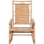vidaXL Solid Bamboo Rocking Chair with Weather Resistant and Comfortable Red Cushion – Ideal for Indoor and Outdoor Use