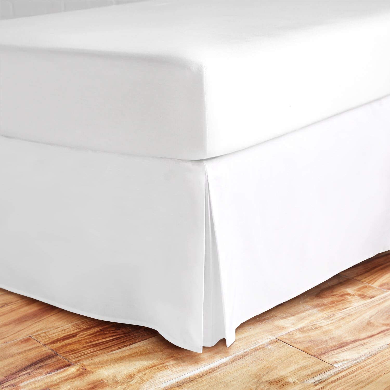 Valencia Beddings Split Corner Bed Skirt 18 Inch Drop King Size 100% Natural Cotton Wrinkle And Fade Resistant King Size, White