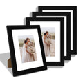 Hongkee 8x10 Picture Frame Set of 4, Made of Real Glass and Black Wooden Frame, 8 by 10 Photo for Wall or Tabletop - Display Pic