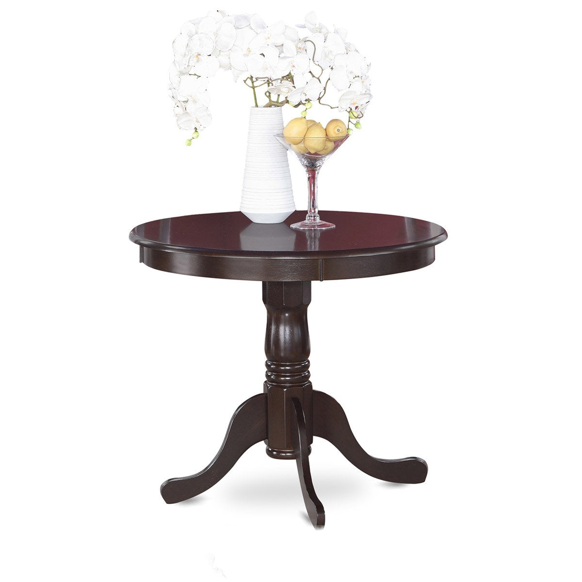 East West Furniture ANTI5-CAP-C 5 Piece Kitchen Table & Chairs Set Includes a Round Dining Room Table with Pedestal and 4 Linen Fabric Upholstered Dining Chairs, 36x36 Inch, Cappuccino