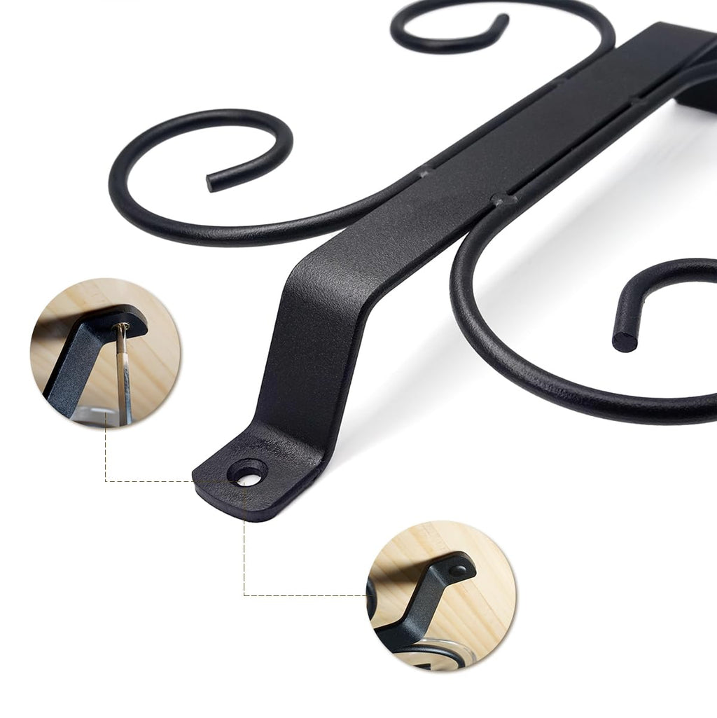 Gelive 9-Inch Under Cabinet Wine Glass Holder Stemware Rack Glass Storage Hanger With 4 Hooks Organizer For Kitchen Bar Rv (Blac