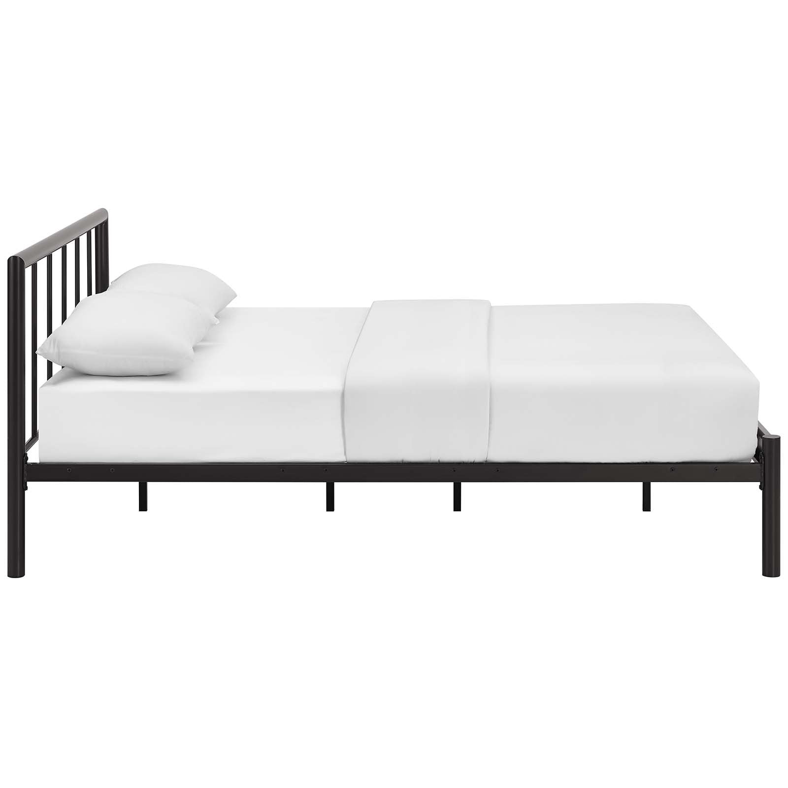 Modway Gwen Steel Metal Farmhouse Platform Full Bed Frame With Headboard In Brown