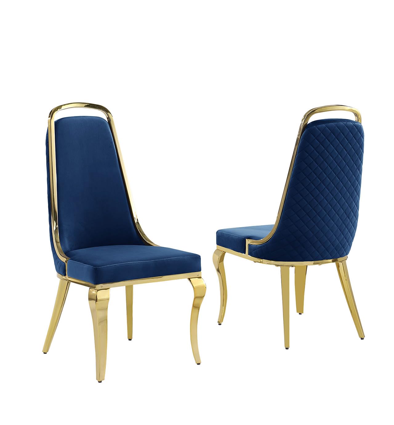 Best Quality Furniture SC310-317 Dining Chairs, Navy Blue/Gold