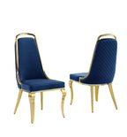Best Quality Furniture SC310-317 Dining Chairs, Navy Blue/Gold
