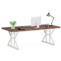 LITTLE TREE 70.8-Inch Large Executive Desk, Modern Computer Office Desk, Wooden Writing Desk Study Table for Home Office