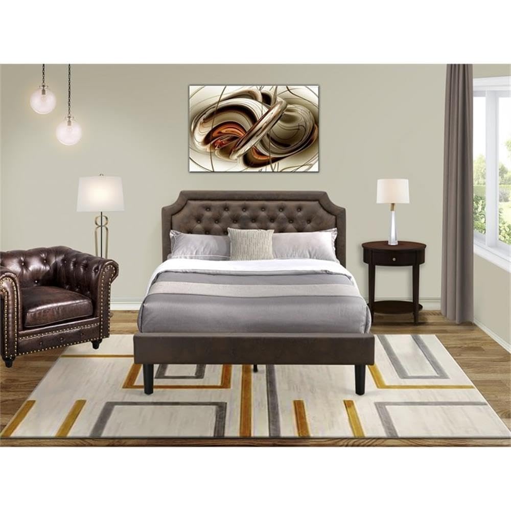 East West Furniture GB25Q-1HI0M 2-Piece Bedroom Set -Mid Century Bed and 1 Night Stand (Antique Mahogany)