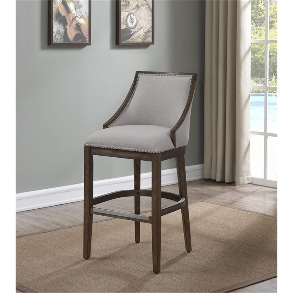 American Woodcrafters Gilford 30-Inch Stationary Drift Brown Wood Bar Stool