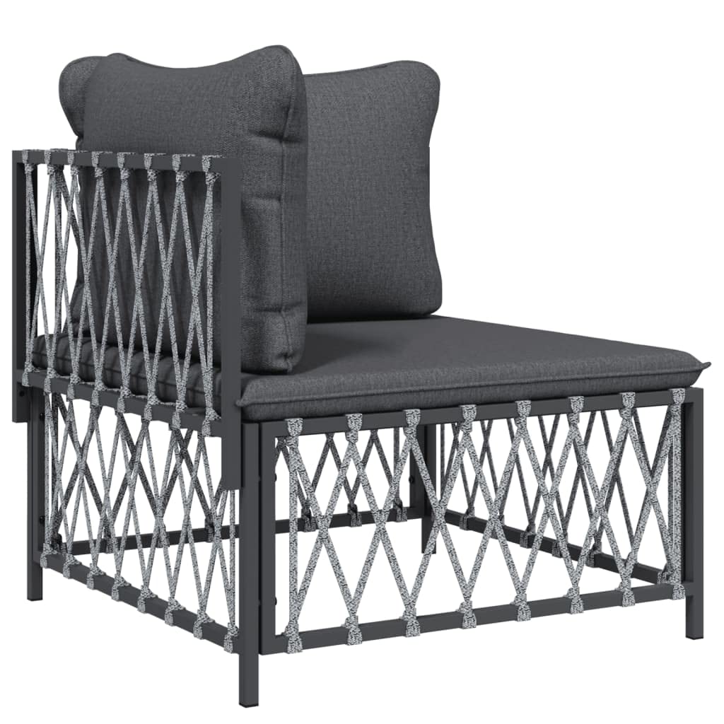 vidaXL Patio Furniture Set 9 Piece, Sectional Sofa with Cushions, Patio Lounge Set for Outdoor Garden Lawn Backyard, Anthracite Steel