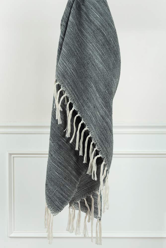 Rizzy Rugs Throw TH0730 Medium Black Soft Banded 50" x 60" Rectangle