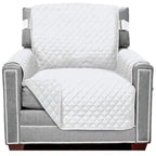Sofa Shield Patented Chair Slip Cover, Large Cushion Protector, Reversible Stain And Dog Tear Resistant Slipcover, Quilted Microfiber 23” Seat, Washable Covers For Dogs Pets Kids, White