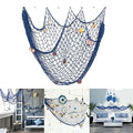 Rosoz Nautical Decorative Fishing Net, Sea Theme Fish Net Decor for Party/Wall Decoration Background,Blue,79inch x 59inch