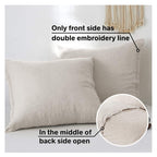 Simple&Opulence 100% French Linen Euro Shams With Embroidery (26'' X 26'') - Pack Of 2 - Pre Washed Solid Color Natural Flax Soft Breathable - Linen