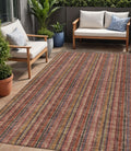 5 X 8 Blush Burgundy And Pink Striped Washable Indoor Outdoor Area Rug