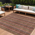 10 X 14 Blush Burgundy And Pink Striped Washable Indoor Outdoor Area Rug