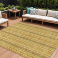 8 X 10 Gold And Copper Striped Washable Indoor Outdoor Area Rug